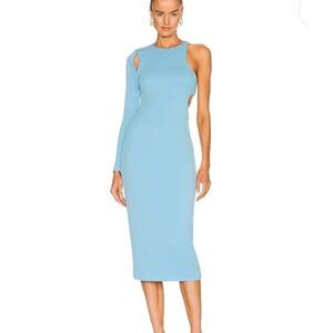 Revolve H:ours Joelle Midi Dress In Cyan Blue